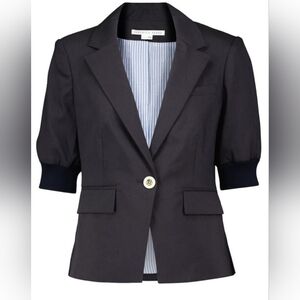 $650 VERONICA BEARD Margareth Navy Blue short sleeve Dickey jacket blazer sz 8